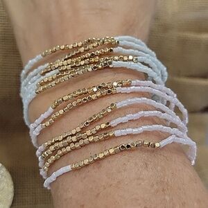 BEADED SHELL BRACELET STACK, CHOICE OF COLOR